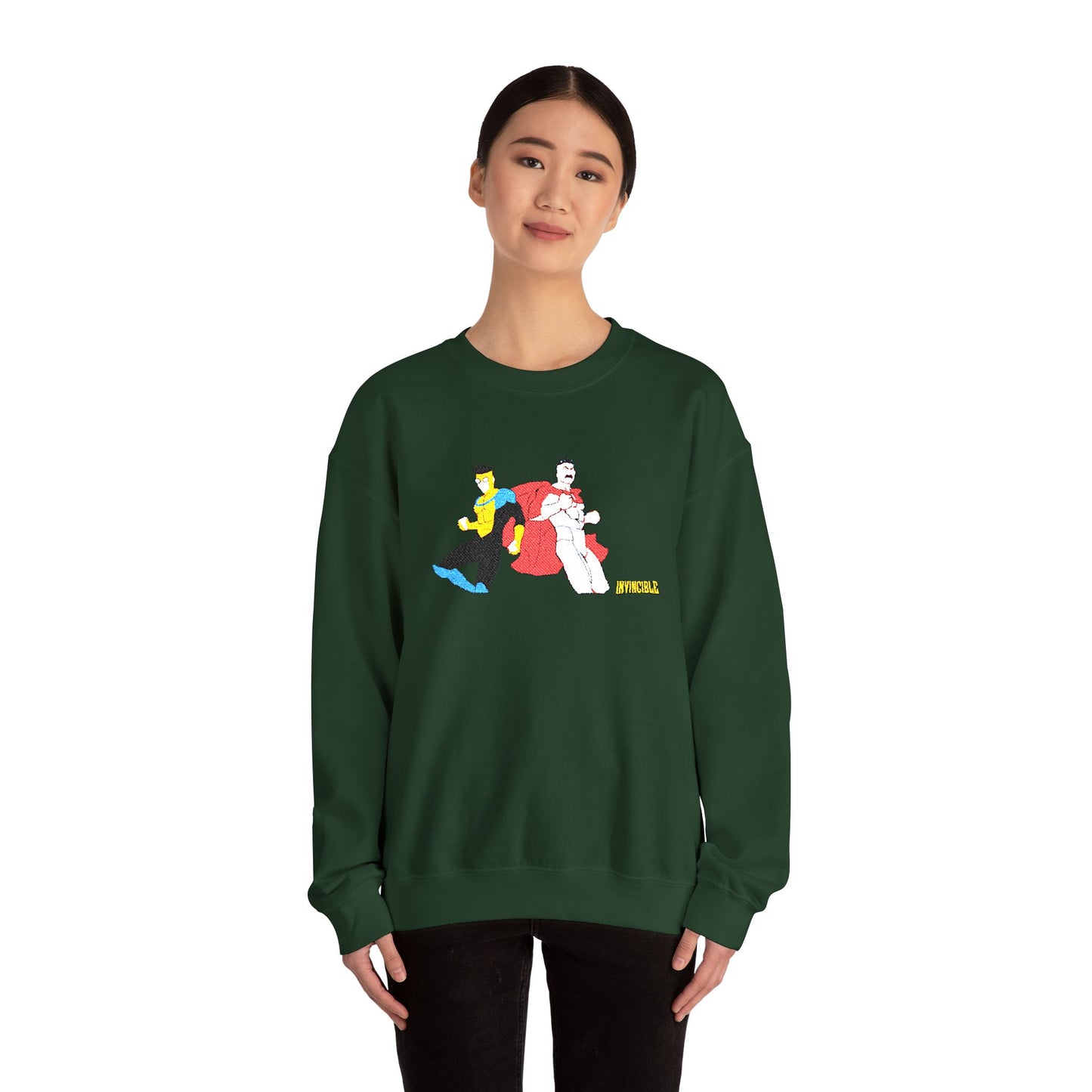 Invincible and Omniman embroidered crewneck sweatshirt | Season 4 Poster
