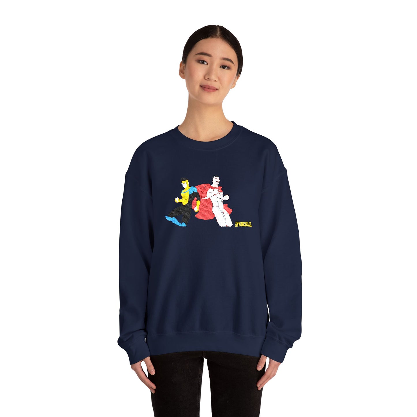 Invincible and Omniman embroidered crewneck sweatshirt | Season 4 Poster
