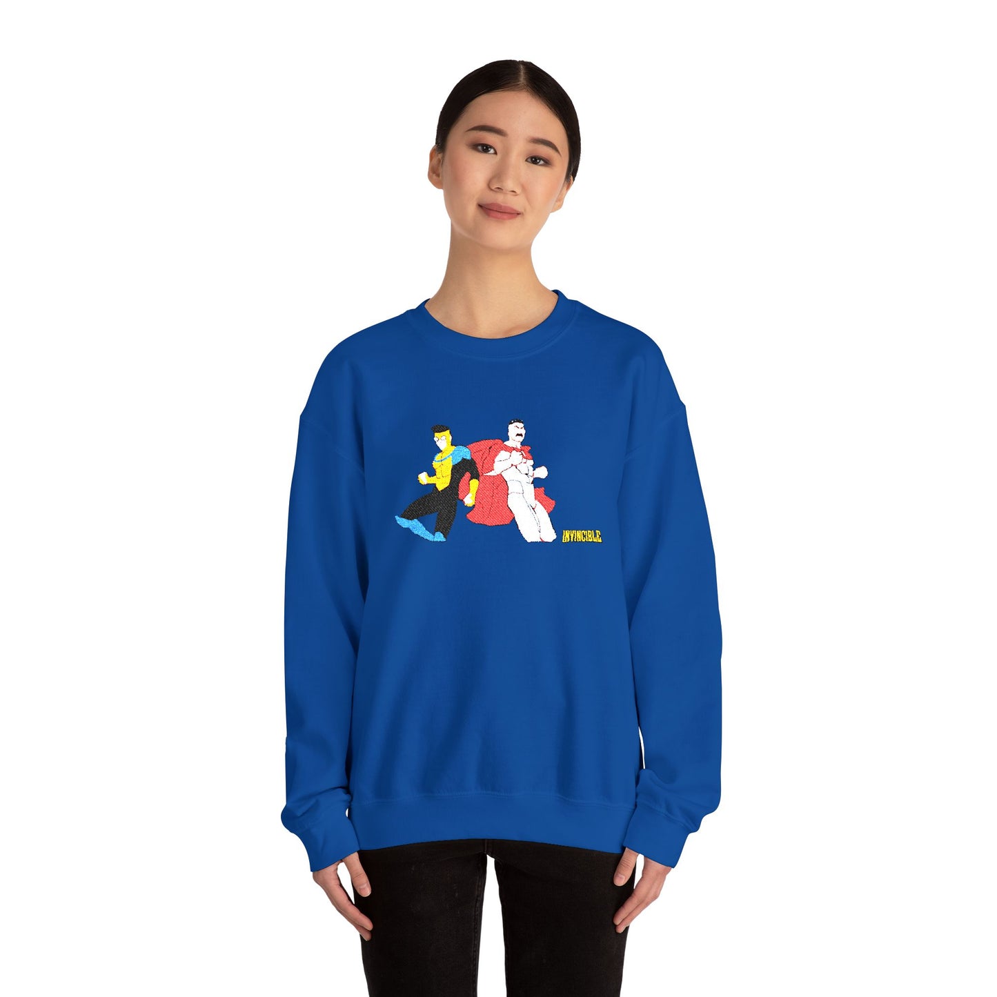 Invincible and Omniman embroidered crewneck sweatshirt | Season 4 Poster