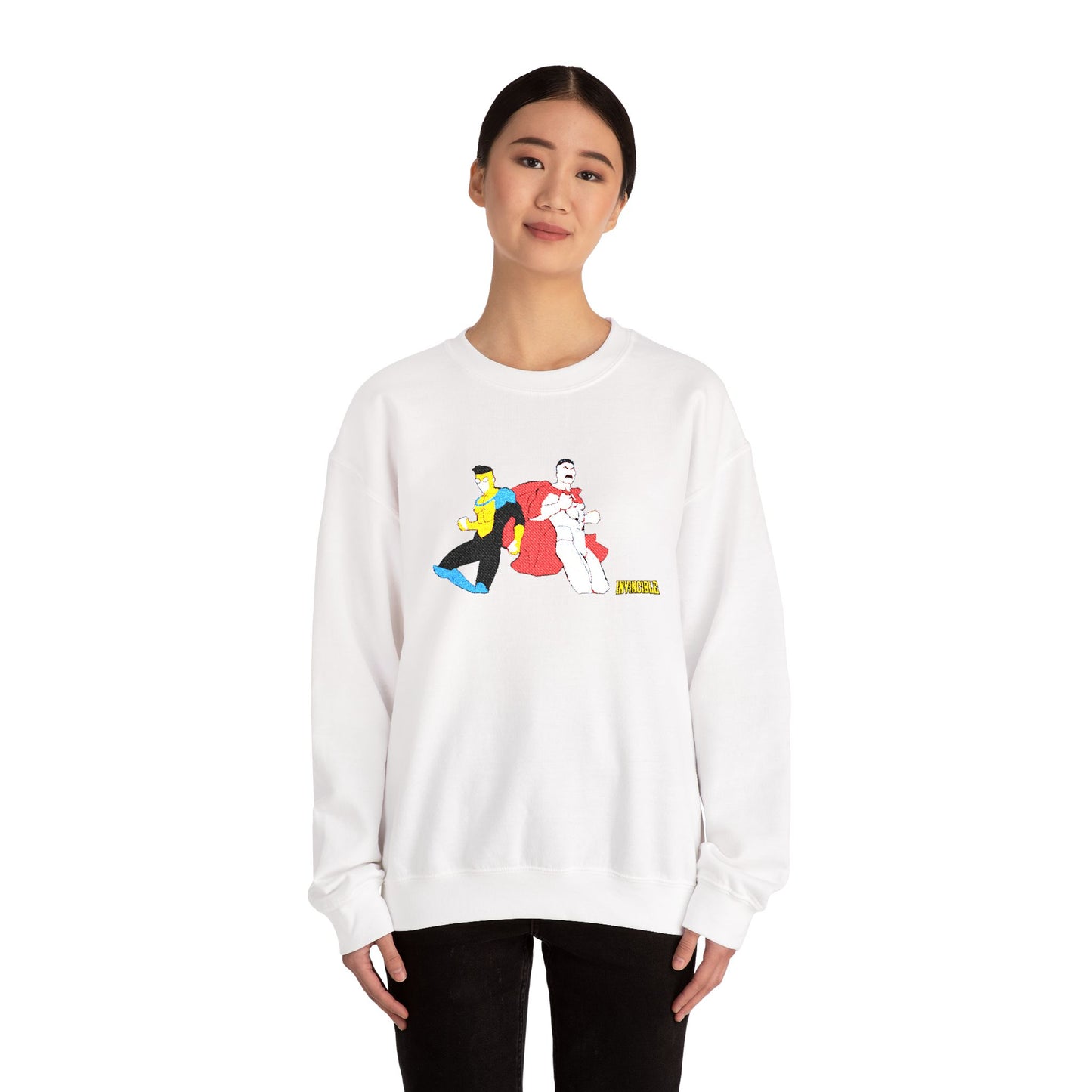 Invincible and Omniman embroidered crewneck sweatshirt | Season 4 Poster