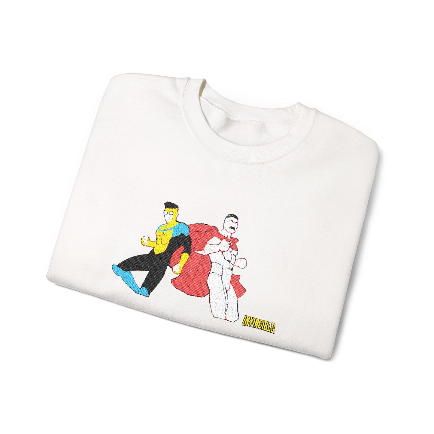 Invincible and Omniman embroidered crewneck sweatshirt | Season 4 Poster